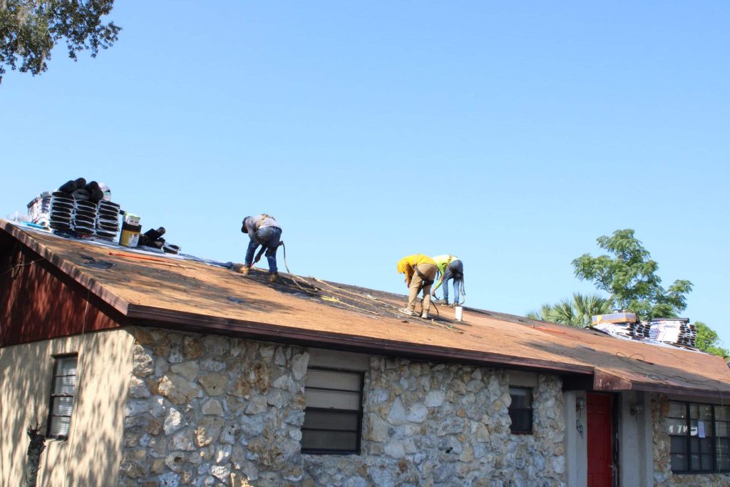 Skymark installers replacing roof deck
